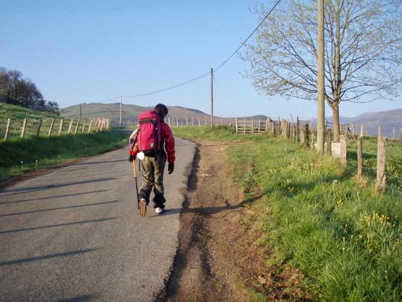 416カミーノ、サンティアゴ巡礼、ピレネー、サンジャンピエドポー1山道疲れた風
