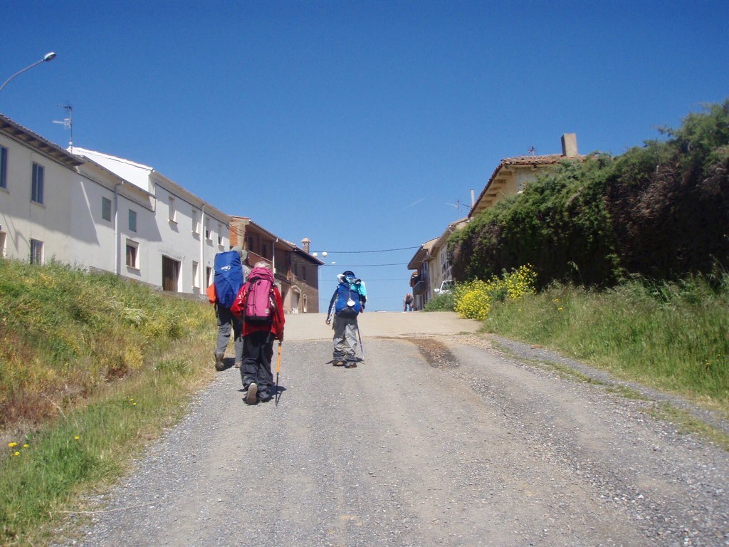 516 カミーノ サンティアゴ巡礼 レオン 田舎道 べいさん12 横並び背後 坂道