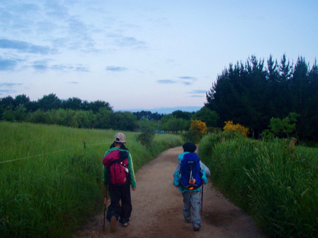 602 Camino カミーノ パラスデレイ papas de rai 向かう 田舎道夜明け12並ぶ風景
