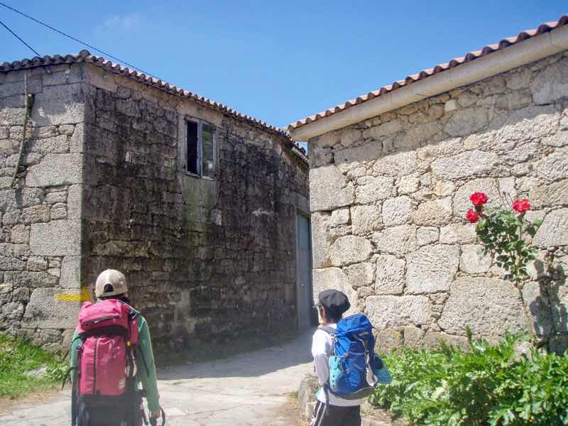 602 Camino カミーノ パラスデレイ papas de rai 向かう 田舎道石造り家 赤い花12