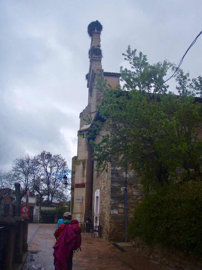 503 スペイン巡礼 サンティアゴ巡礼 カミーノ教会 横 コウノトリ