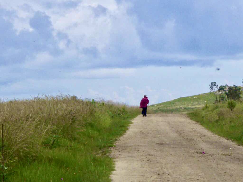 609 サンティアゴ巡礼　田舎一本道1 空雲り　カミーノ　セー