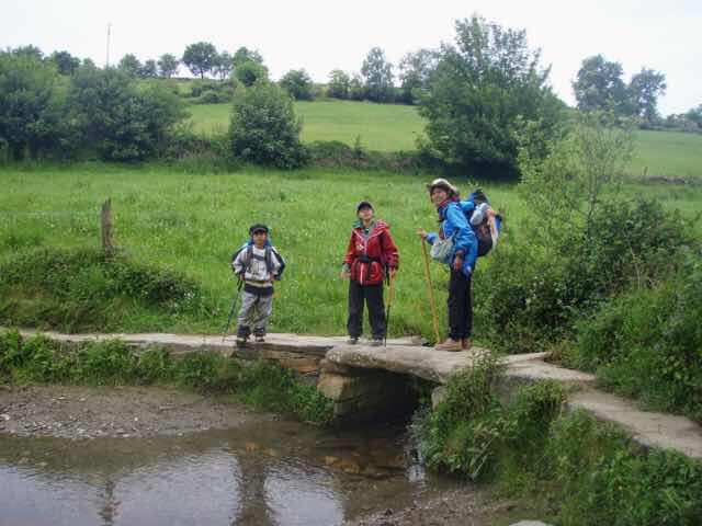 611カミーノ 杖　123 田舎道橋