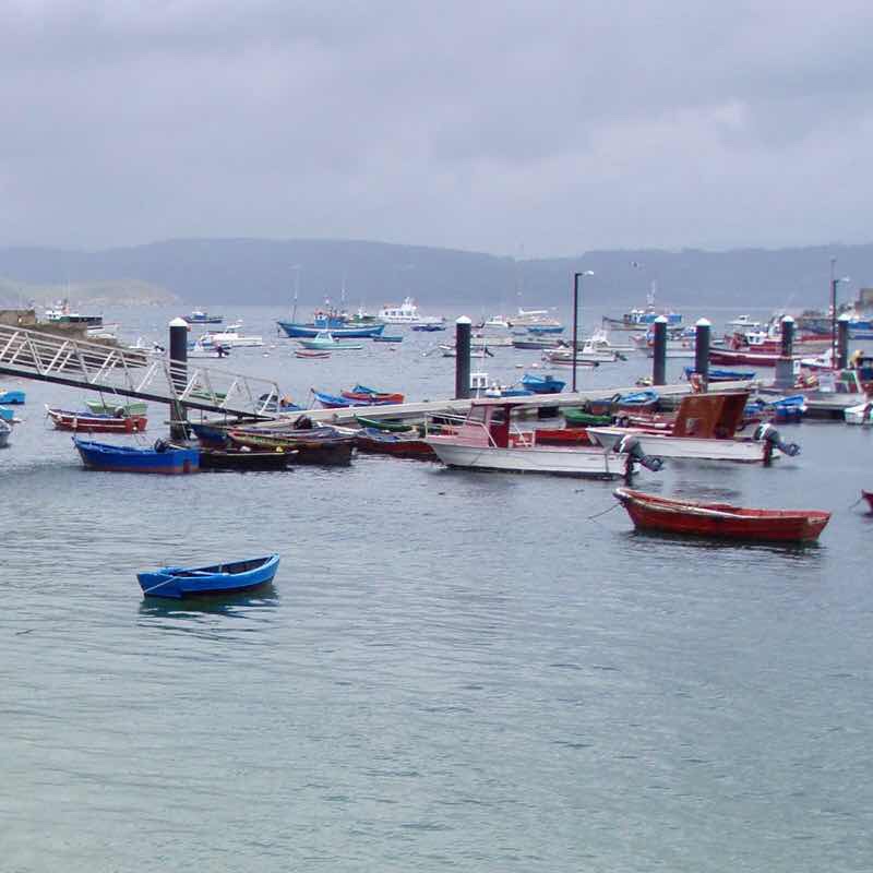 611 サンティアゴ巡礼　フィステラ　港景色船　カミーノ