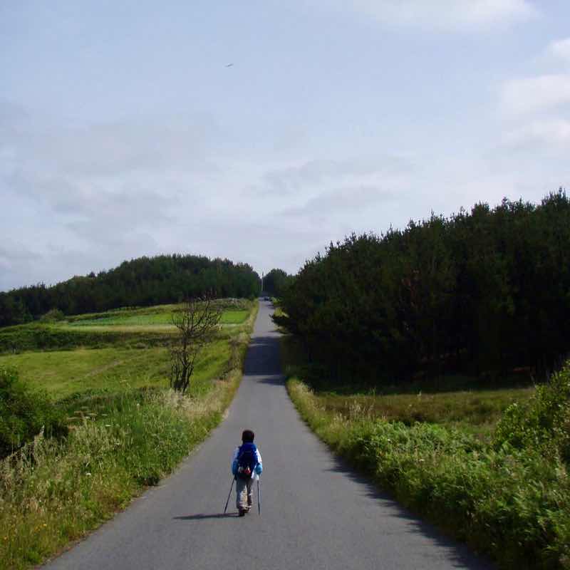 613ムシア　サンティアゴ巡礼　最終地Muxia ムシア　道　2後ろ姿