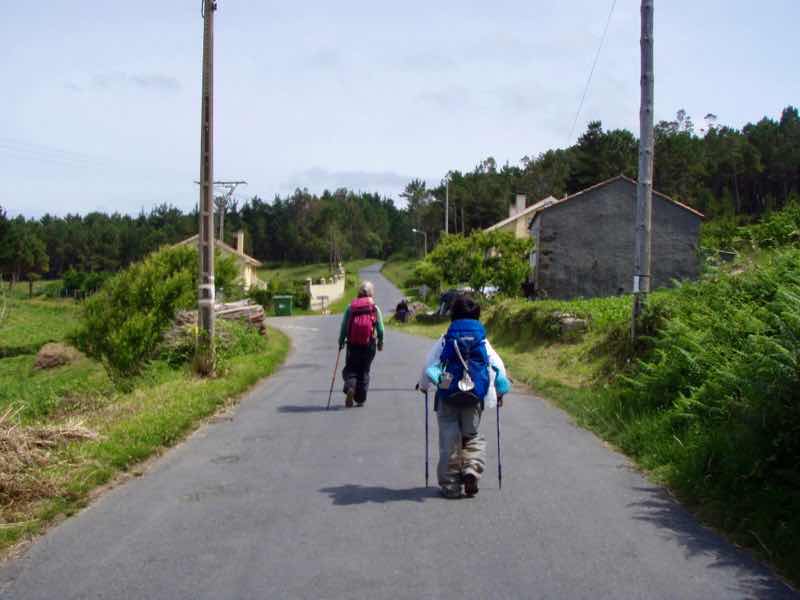 613ムシア　サンティアゴ巡礼　最終地Muxia ムシア　道　電信柱12後ろ姿