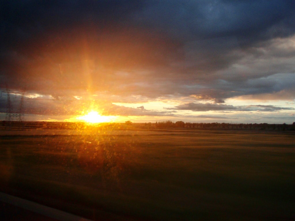 615 バス バルセロナ移動 夕焼け1