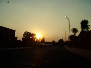 626morocco マラケシュ広場 夕焼け